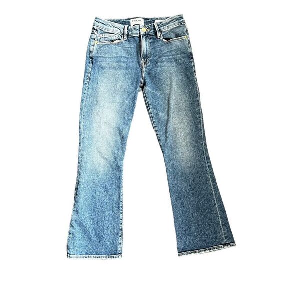 FRAME Le Crop Mini Boot Cut Jeans | Medium Wash Elmont | Size 26 - Picture 3 of 10